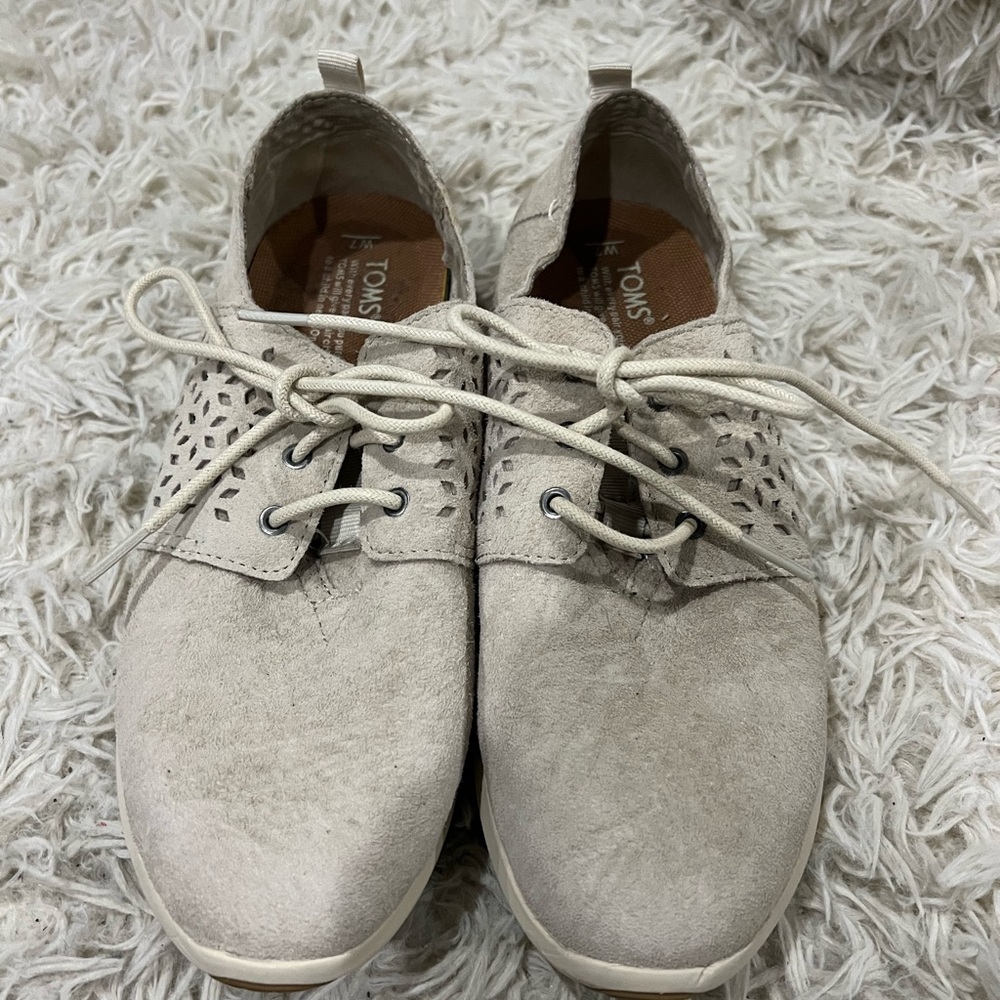 Toms Cream Oxfords with Canvas Texture